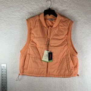 Alpine Design Puffer Vest Jacket Womens 2XL Orange Full Zip Shortie Quilted 7174